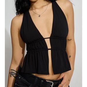 Garage Jet Black Plunge Tank